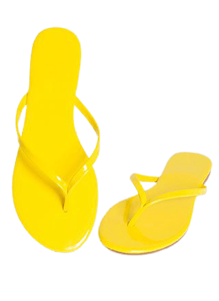 Gloss Factor Faux Patent Thong Sandals YELLOW NUDE LTBLUE - GoJane.com
