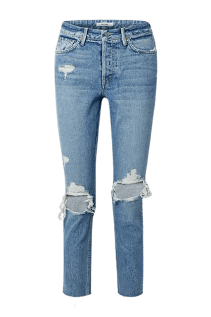 Karolina Cropped Distressed High-rise Skinny Jeans - Blue