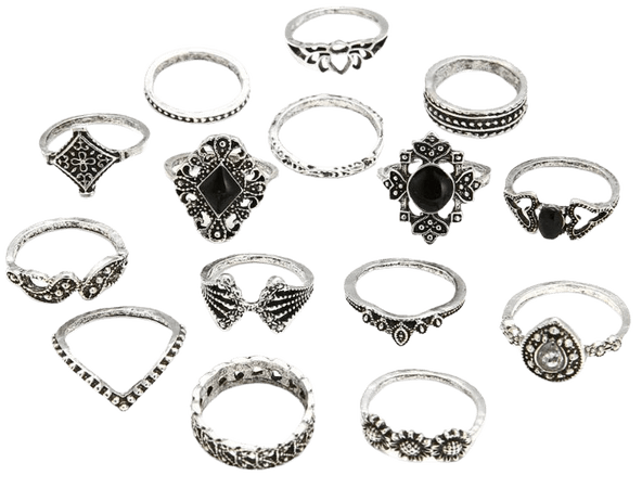 black boho rings