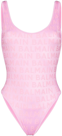 Balmain logo-print Scoop Neck Swimsuit - Farfetch