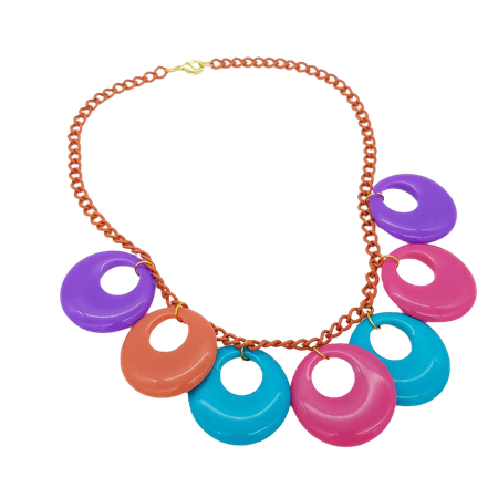 Funky Vintage 1980's Bib Necklace in Orange Pink Purple | Etsy