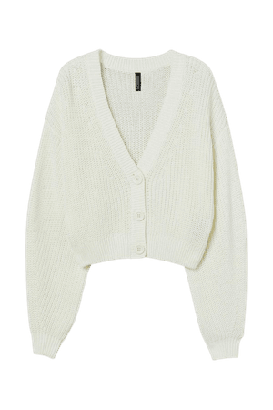 Rib-knit Cardigan - White - Ladies | H&M US