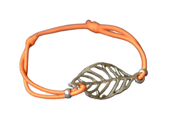 Leaf bracelet orange cord