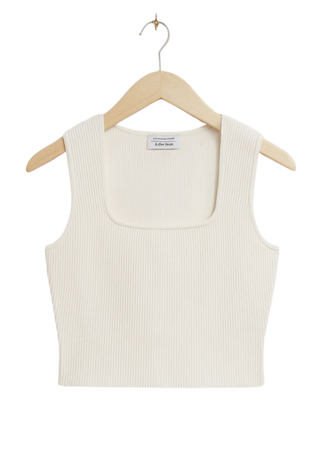 Fitted Square-Neck Ribbed Top - White - & Other Stories WW