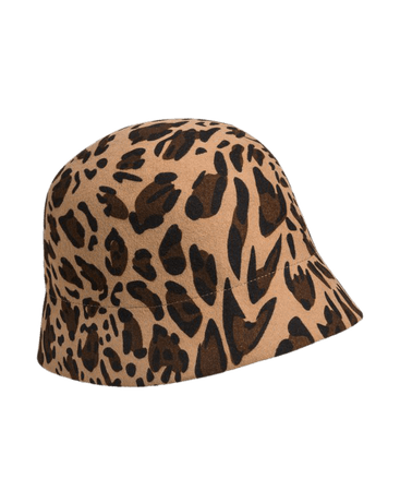 light brown wool Leona hat with leopard pattern
