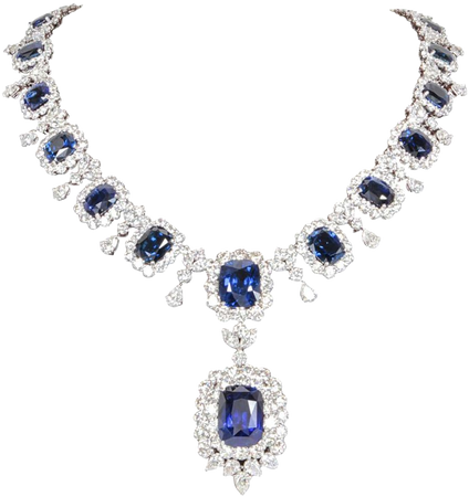 Important Cushion Cut Ceylon Sapphire Diamond Platinum Necklace For Sale at 1stDibs | ceylon sapphire necklace, platinum sapphire necklace, diamond and sapphire necklace