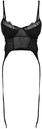 Shape Black Mesh Lace Insert Suspender Crop Top | PrettyLittleThing USA