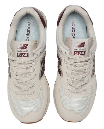 New Balance 574 sneakers in off white and burgundy | ASOS
