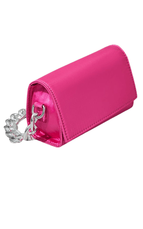 Silver Chain Hot Pink Satin Mini Grab Bag | PrettyLittleThing USA