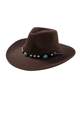 turquoise brown hat