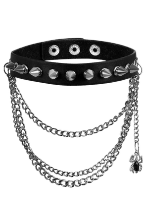 ATTITUDE CLOTHING // Spike Stud & Chains Spider Choker