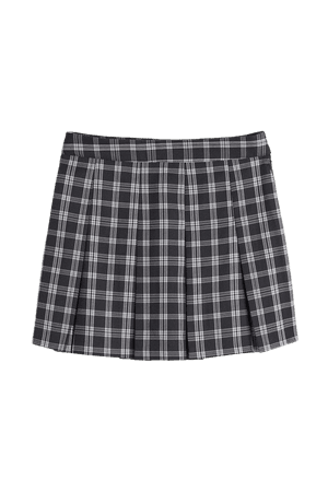 Short Twill Skirt - Black/white plaid - Ladies | H&M US