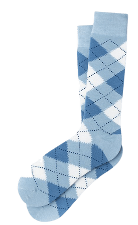 Pale Blue Carded Cotton Argyle Assassin Sock | Ties.com