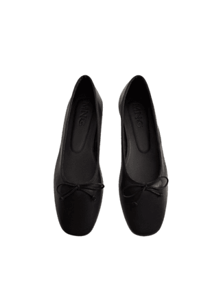 Bow leather ballerina - Women | Mango USA