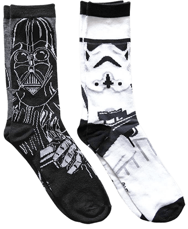 Hyp Star Wars Darth Vader/Stormtrooper Men's Casual Crew Socks 2 Pair Pack Shoe Size 6-12 at Amazon Men’s Clothing store