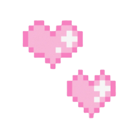 pixel hearts pink