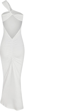 One Shoulder Ruched Open Back Slinky Midi Dress In WHITE | ZAFUL 2024