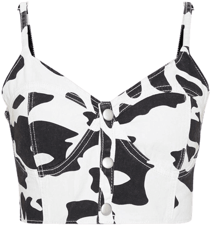 Mono Cow Print Denim Bralet | Denim | PrettyLittleThing