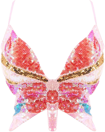 Amazon.com: Mocure Womens Glitter Sequin Butterfly Crop Top Low-Cut Tank Top Rave Tube Vest Top for Belly Dance Costume Outfits: Clothing, Shoes & Jewelry