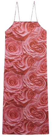 Square neck midi slip dress - Pink roses - Monki WW