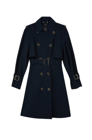 Tailored Compact Stretch Full Skirt Belted Trench Coat | Karen Millen