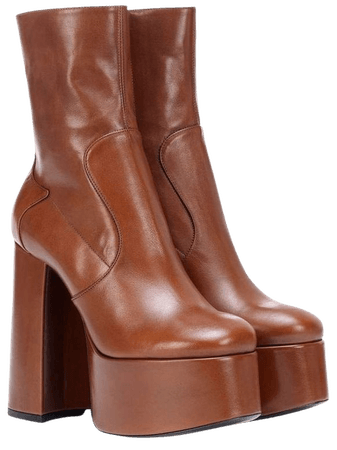 Saint Laurent brown leather platforms boots