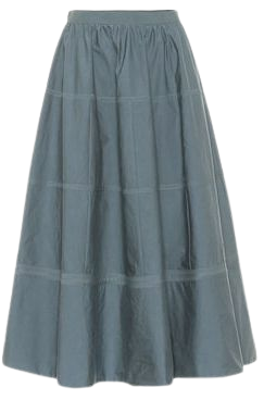Cotton and silk midi skirt