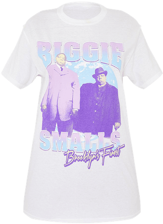 White Biggie Pastel Print T Shirt | PrettyLittleThing USA