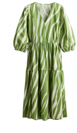 Drawstring-waist Dress - Green/patterned - Ladies | H&M US