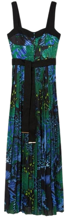 Top Stitch Pleated Butterfly Detail Woven Midi Dress | Karen Millen