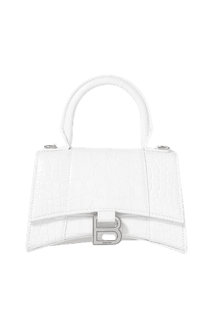 White Hourglass mini croc-effect leather tote | Balenciaga | NET-A-PORTER