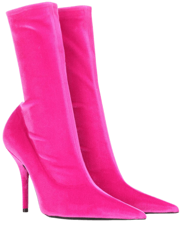 BALENCIAGA Pink Velvet Knife Boots