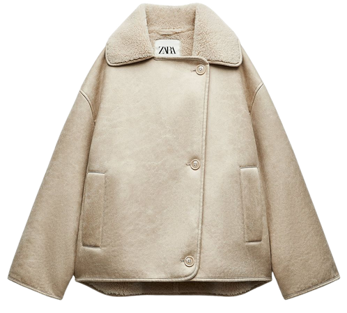 RELAXED DOUBLE FACED JACKET ZW COLLECTION - Beige | ZARA United States