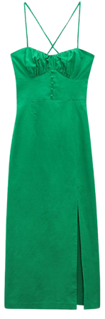 LINEN BLEND CORSET DRESS - Green | ZARA United States