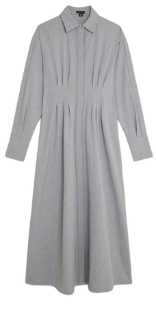Petite Grey Marl Wool Mix Shirt Midi Dress | Karen Millen