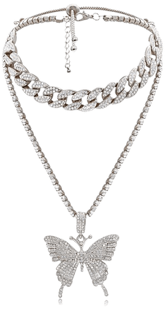 Women's Pendant Necklace Cuban Link Butterfly Punk Casual / Sporty Fashion Chrome Black Blushing Pink Gold Silver 40+7 cm Necklace Jewelry For Masquerade Street 8041194 2020 – £15.33
