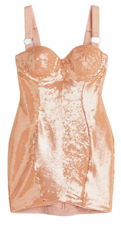 Sequined Mini Dress - Beige - Ladies | H&M US