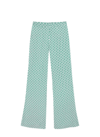 Green flare pants with retro print - pull&bear