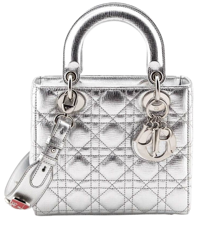 Dior Silver Cannage Cruise 2017 Collection Small Lady Dior Bag
