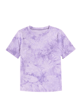 Tie Dye Crew Neck Tee | SHEIN USA purple