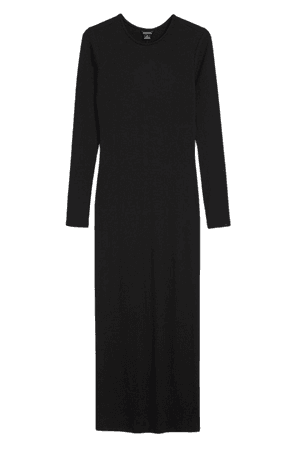 Black ribbed long sleeve dress - Black - Monki WW