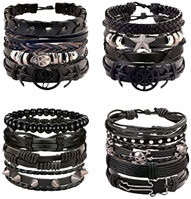  Hicarer 9 Pieces Spiked Studded Bracelet Black Leather Rivet  Punk Bracelet Cuff Wrap Bangle Snap Button Metal Wristband for Men Women  (Classic Style) : Clothing, Shoes & Jewelry