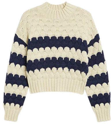 Navy blue striped oversized knit sweater - Off-white & navy blue - Monki WW