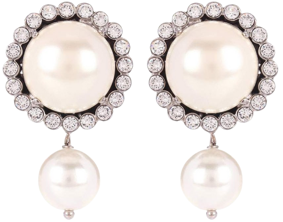 Miu Miu Faux-pearl Clip-on Drop Earrings In Cream | ModeSens