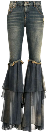 Blumarine chiffon-ruffled Detailing Flared Jeans - Farfetch