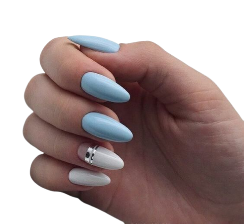 blue and white nails