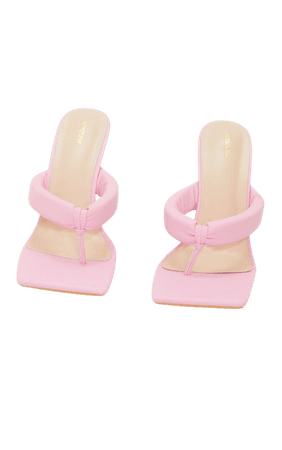Pink Pu Tube Toe Thong Mid Heels | Footwear | PrettyLittleThing CA