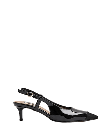Black sling back court shoes | River Island