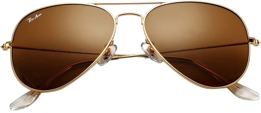 Amazon.com: Pro Acme Classic Aviator Sunglasses for Men Women 100% Real Glass Lens (Gold/Brown) : Clothing, Shoes & Jewelry