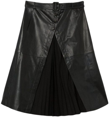 Plus Size Leather Belted Pleat Detail Midi Skirt | Karen Millen